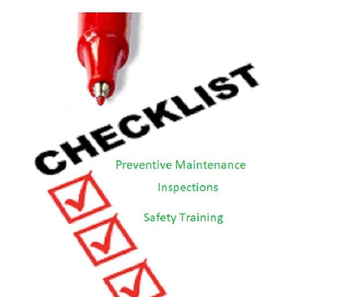 Checklist, check boxes, wording of preventive maintenance, safety, inspections