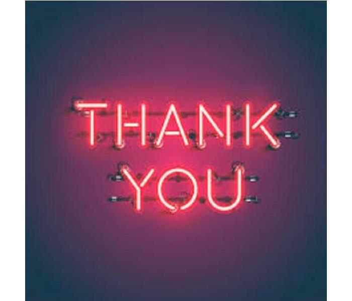 Thank you lighted sign in red